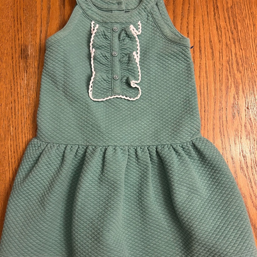Janie and Jack Sage Green Quilted Collar Knit Dress